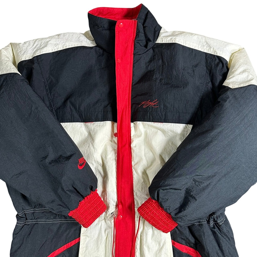 VTG Nike Flight Jacket‎ Men's Colorblock Ski Parka Jacket Red Black White Sz L